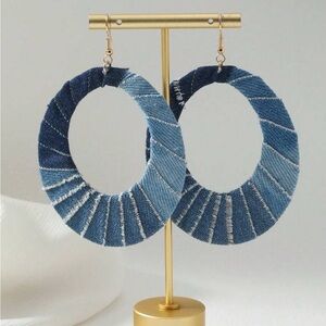 Blue Denim Hoop Earrings